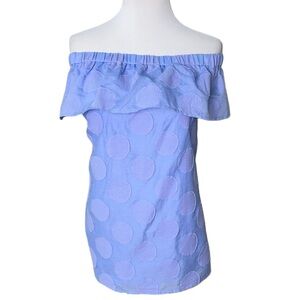 Sail to Sable STS Off-Shoulder Hydrangea Fringe Dot Top